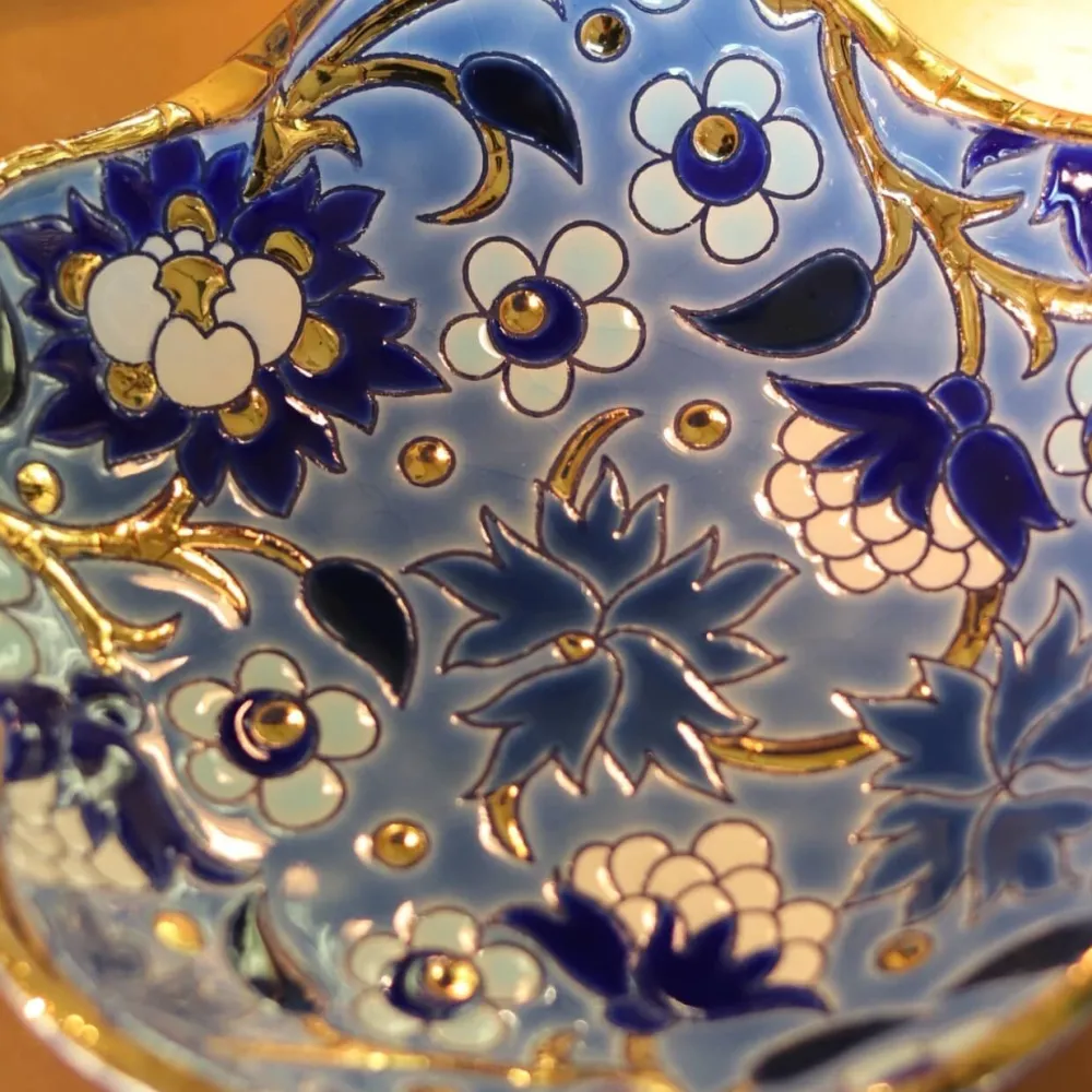 Vessière Cristaux Coupes & Photophores|Vide-Poches Cristal|Coupelle ourlée Héritage bleu Émaux de Longwy