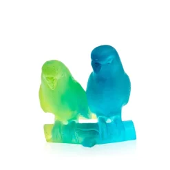 Vessière Cristaux Bestiaire|Animaux Cristal|Couple perruches bleu daum