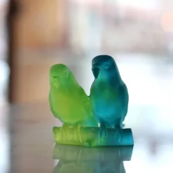 Vessière Cristaux Bestiaire|Animaux Cristal|Couple perruches bleu daum