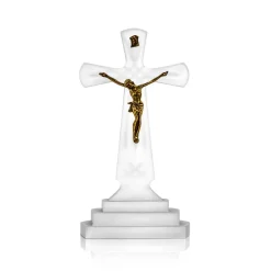 Vessière Cristaux Décoration|Symboles Religieux Cristal|Crucifix cristal sablé de bohême