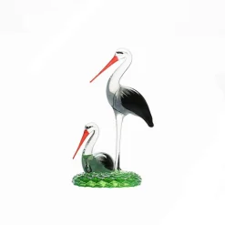 Vessière Cristaux Bestiaire|Animaux Cristal|Duo cigogne en cristal