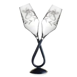 Vessière Cristaux Verre À Pied|Flûte Champagne|Duo flûte colombes mariage support