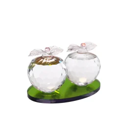 Vessière Cristaux Sulfures, Presse-Papiers|Décoration|Duo sculpture pomme cristal support multicolore