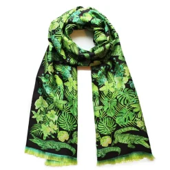 Vessière Cristaux Bijoux|Foulards Lalique|Echarpe Lalique By Ginny Litscher Dessin Jungle Vert Néon