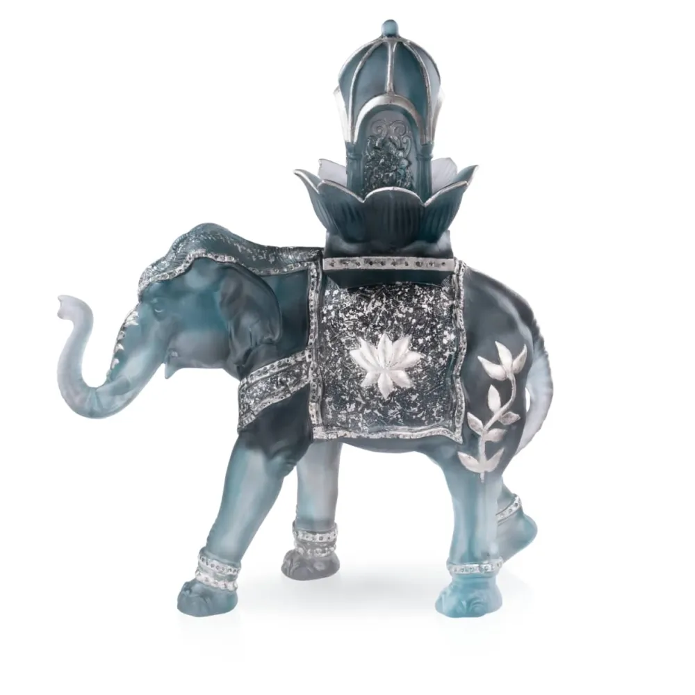 Vessière Cristaux Bestiaire|Editions D’Art|Eléphant Shalmara bleu gris Daum