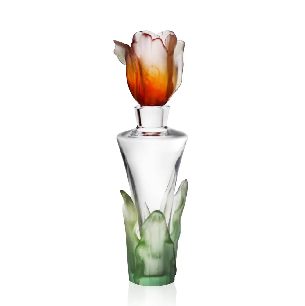 Vessière Cristaux Fleurs Cristal|Sulfures, Presse-Papiers Cristal|Flacon parfum ambre tulipe Daum