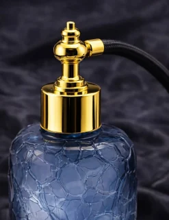 Vessière Cristaux Flacon De Parfum|Flacon parfum bleu royal verre craquelé