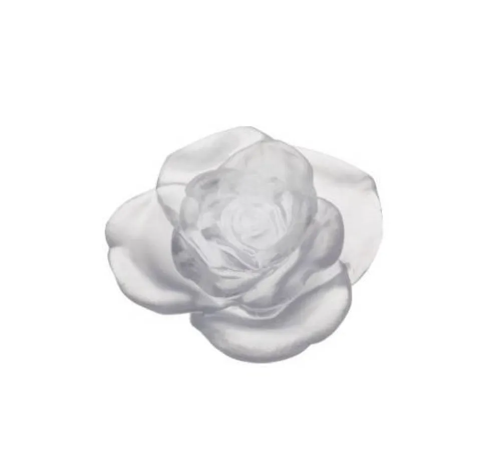 Vessière Cristaux Fleurs Cristal|Sulfures, Presse-Papiers Cristal|Fleur blanche rose passion daum