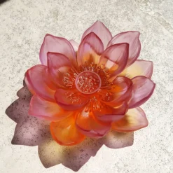 Vessière Cristaux Fleurs Cristal|Fleur décorative ambre rose Jardin de lotus Daum