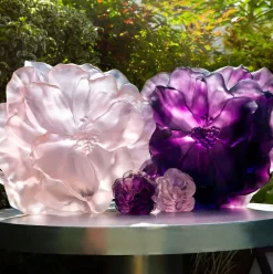 Vessière Cristaux Fleurs Cristal|Sulfures, Presse-Papiers Cristal|Fleur décorative camelia daum