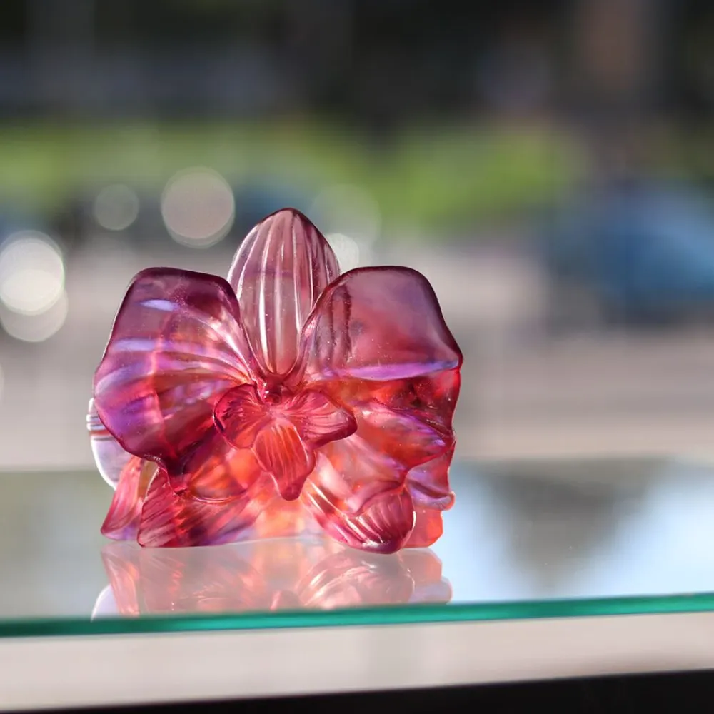 Vessière Cristaux Sulfures, Presse-Papiers Cristal|Fleurs Cristal|Fleur décorative orchidée daum