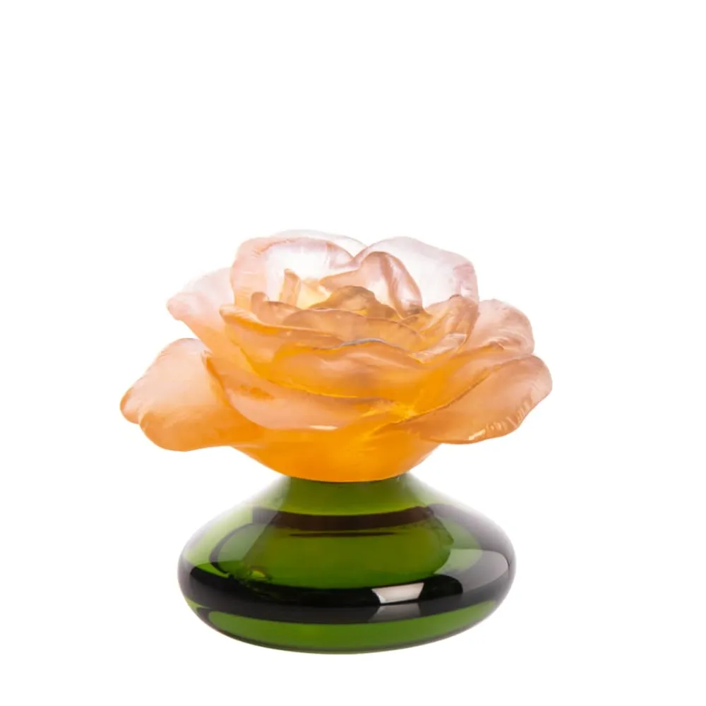 Vessière Cristaux Fleurs Cristal|Sulfures, Presse-Papiers Cristal|Fleur décorative rose romance daum