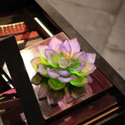 Vessière Cristaux Fleurs Cristal|Fleur décorative verte rose Jardin de lotus Daum