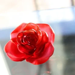 Vessière Cristaux Sulfures, Presse-Papiers Cristal|Fleurs Cristal|Fleur rouge rose passion daum