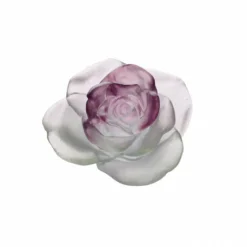Vessière Cristaux Fleurs Cristal|Sulfures, Presse-Papiers Cristal|Fleur verte rose rose passion daum