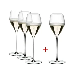 Vessière Cristaux Coffrets Verres Cristal|Verre En Cristal Taillé|Flûte champagne Veloce Riedel X4 (dont 1 gratuit)