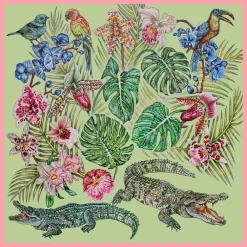 Vessière Cristaux Bijoux|Foulards Lalique|Foulard Lalique By Ginny Litscher Dessin Jungle Vert Clair