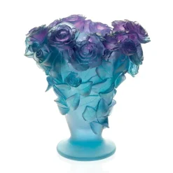 Vessière Cristaux Vases|Vases Cristal Couleur|Grand vase roses ultraviolet Daum