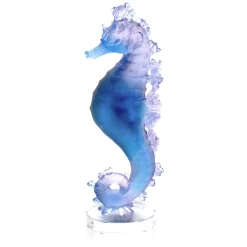 Vessière Cristaux Bestiaire|Animaux Cristal|Hippocampe bleu rose mer de corail daum