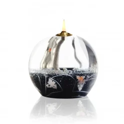 Vessière Cristaux Coupes, Coupelles Et Photophores|Lampes Cristal|Lampe à huile cristal noir et argent + paraffine X1