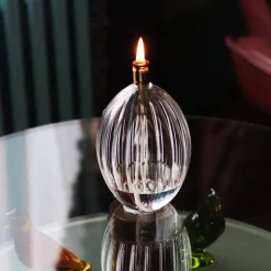 Vessière Cristaux Coupes, Coupelles Et Photophores|Lampes Cristal|Lampe à huile élégance ovale verre