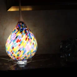 Vessière Cristaux Luminaires|Lampes Cristal|Lampe bubble Lollipop sablée cristal de Lorraine