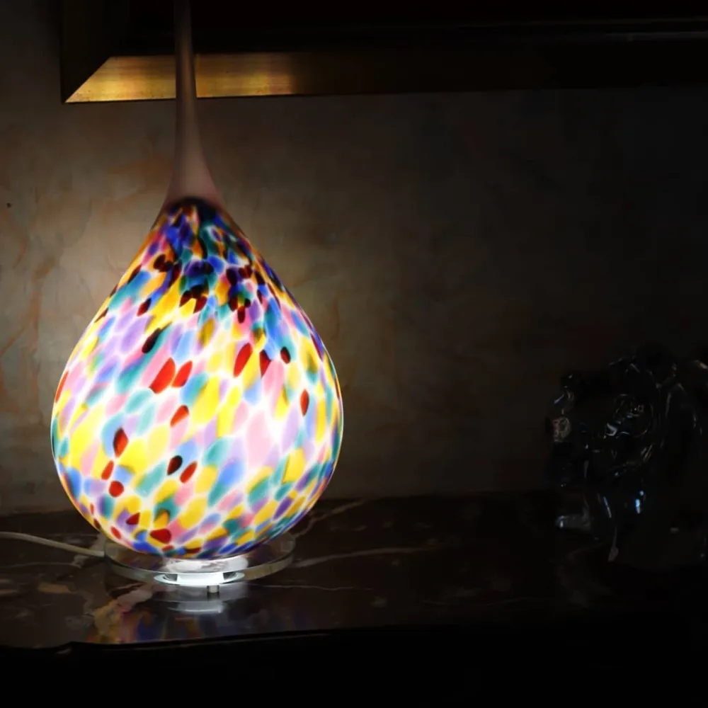 Vessière Cristaux Luminaires|Lampes Cristal|Lampe bubble Lollipop sablée cristal de Lorraine