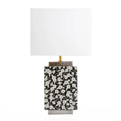 Vessière Cristaux Lampes|Lampes Cristal|Lampe carré Graphit Flowers Émaux de Longwy