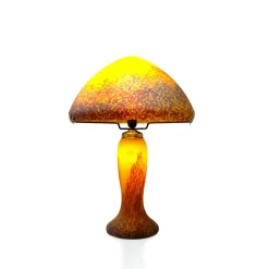 Vessière Cristaux Luminaires|Lampes Pâte De Verre|Lampe champignon pâte de verre jaune 7030