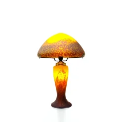 Vessière Cristaux Luminaires|Lampes Pâte De Verre|Lampe champignon pâte de verre jaune