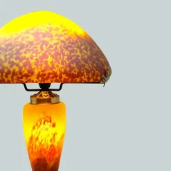 Vessière Cristaux Luminaires|Lampes Pâte De Verre|Lampe champignon pâte de verre jaune