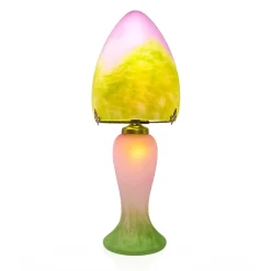 Vessière Cristaux Luminaires|Lampes Pâte De Verre|Lampe champignon pâte de verre 012 vert rose