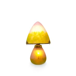 Vessière Cristaux Luminaires|Lampes Pâte De Verre|Lampe champignon pâte de verre rose vert 019