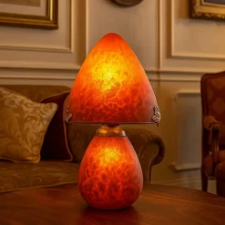 Vessière Cristaux Lampes Cristal|Luminaires|Lampe champignon pâte de verre rouge 019