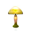Vessière Cristaux Lampes Pâte De Verre|Lampes Cristal|Lampe champignon pâte de verre vert rose