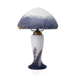 Vessière Cristaux Luminaires|Lampes Pâte De Verre|Lampe champignon pâte de verre violet