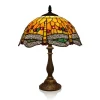 Vessière Cristaux Luminaires|Lampes Pâte De Verre|Lampe en verre vitrail libéllule ambre