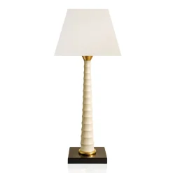Vessière Cristaux Lampes|Lampes Cristal|Lampe Haute Bamboo Faïence de Longwy – Noir ivoire et or