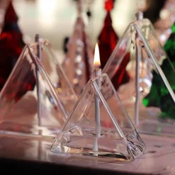 Vessière Cristaux Coupes, Coupelles Et Photophores|Lampes Cristal|Lampe huile en verre triangle