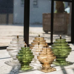 Vessière Cristaux Coupes, Coupelles Et Photophores|Lampes Cristal|Lampe huile Twin verre incolore