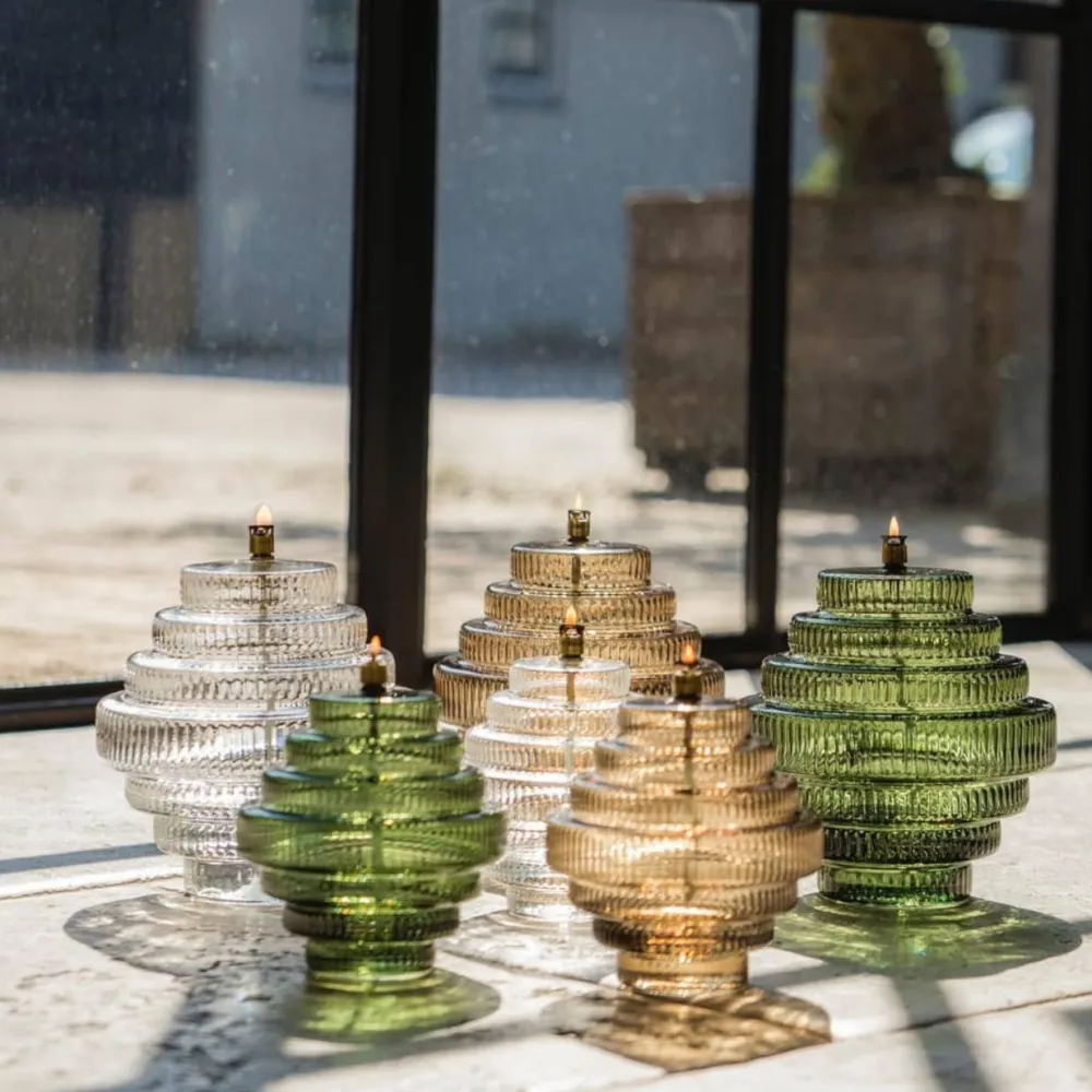 Vessière Cristaux Coupes, Coupelles Et Photophores|Lampes Cristal|Lampe huile Twin verre incolore