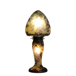 Vessière Cristaux Lampes Pâte De Verre|Lampes Cristal|Lampe pâte de verre Tip Gallé décor glycine