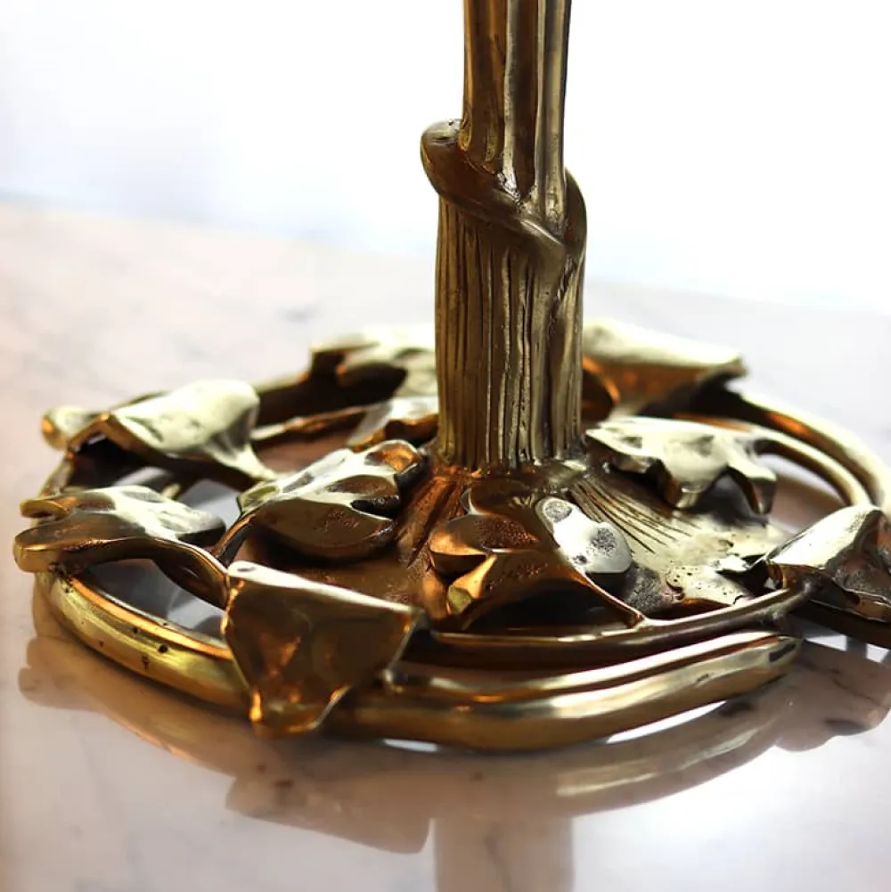 Vessière Cristaux Luminaires|Lampes Pâte De Verre|Lampe pâte de verre tip gallé et bronze