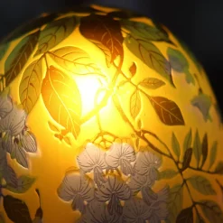 Vessière Cristaux Lampes Pâte De Verre|Luminaires|Lampe pâte de verre Tip Gallé décor glycine