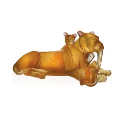 Vessière Cristaux Animaux Cristal|Bestiaire|Maternity lion ambre daum