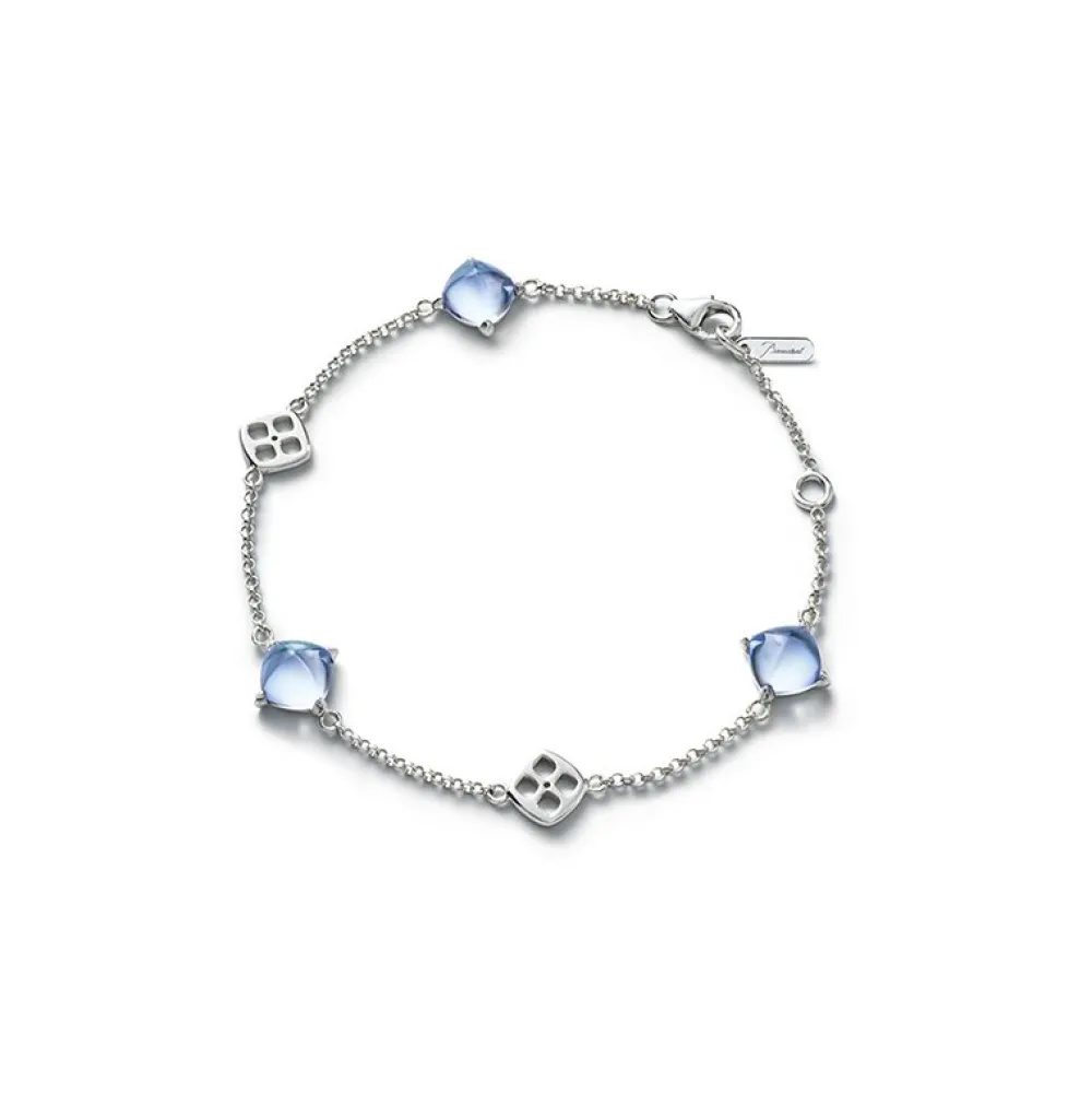 Vessière Cristaux Bijoux|Bracelets Cristal|Médicis bracelet aqua miroir chaine baccarat