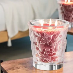 Vessière Cristaux Coupes, Coupelles Et Photophores|Bougies Lalique|Merles et raisins, bougie parfumée cristal lalique