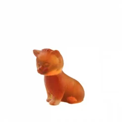 Vessière Cristaux Figurines Miniature Cristal|Animaux Cristal|Mini chatons assis ambre daum