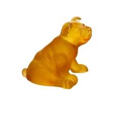 Vessière Cristaux Bestiaire|Figurines Miniature Cristal|Mini chien ambre daum
