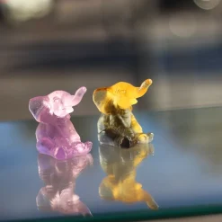 Vessière Cristaux Bestiaire|Figurines Miniature Cristal|Mini éléphant Daum